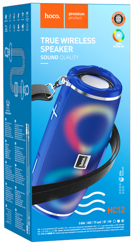 Hoco HC12 True Wirelss BT Speaker with Colourful Beating Lights, BLUE