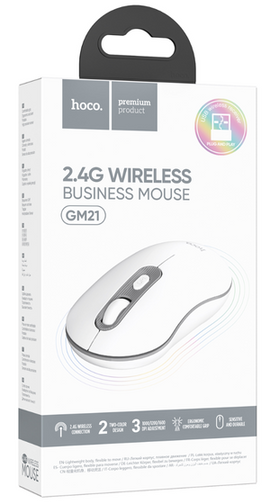 Hoco GM21 Platinum 2.4G Wireless Business Mouse, WHITE & GRAY