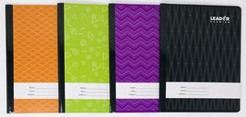 Leader Softcover Notebook, Geometric Patterns, 8x10in, 180 pages, Assorted Colours