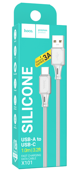 Hoco X101 Silicone Charging Data Cable USB A to Type-C, GRAY