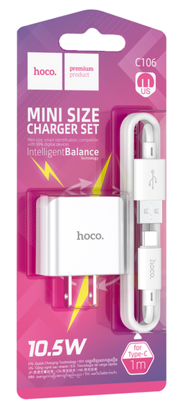 Hoco C106 Leisure Single Port Mini Size Charger Set for Type-C