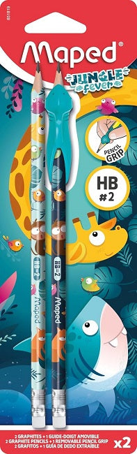 Maped Jungle Fever HB #2 Pencil Set with Pencil Grip