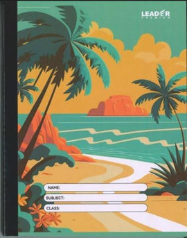 Leader Composition Notebooks, 10x8in, Hardcover,GOLD SUNSET BEACH