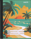 Leader Composition Notebooks, 10x8in, Hardcover,GOLD SUNSET BEACH