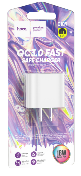 Hoco C109 Fighter Single Port QC 3.0 FAST Charger Block