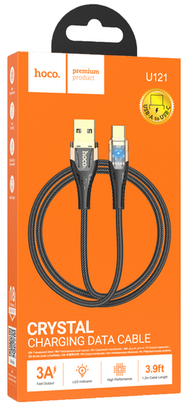 Hoco U121 Gold Standard Crystal Charging Data Cable USB A to Type-C (Length 4ft)