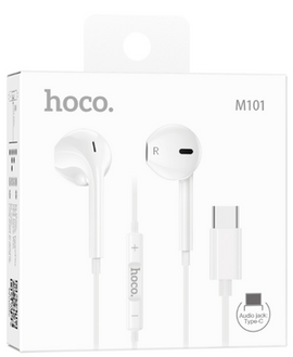 Hoco M101 Crystal Joy Type-C Wired Digital Earphones with Mic, WHITE