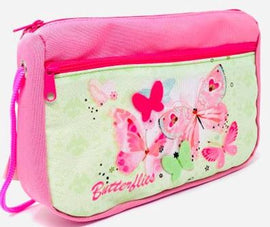 Talbot, Large Two Pocket Pencil Case, Pink Butterflies