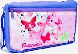 Talbot, Large Two Pocket Pencil Case, Purple Butterflies