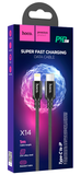 Hoco X14 Super Fast Braided Charging Data Cable, Type C to iPhone