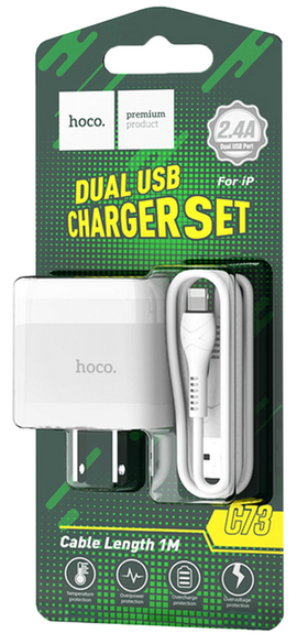 Hoco C73 Glorious Dual USB Port Charger Set for iPhone