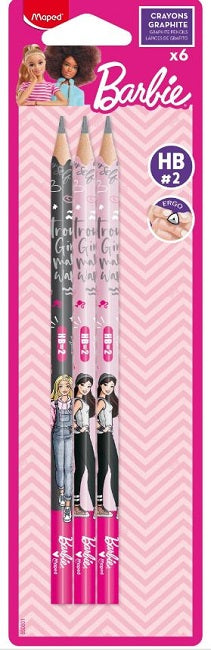 Maped Barbie HB #2 Triangular Pencil Set, 6 pieces