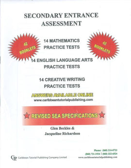 SEA Practice Tests, Revised Specifications 2025-2028 - 42 Booklets: 14 Mathematics, 14 Language Arts, 14 Creative Writing BY Glen Beckles, Jaqueline Richardson