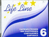 Life Line, 6ct Blue Ink Cartridges Refills for Fountain Pen