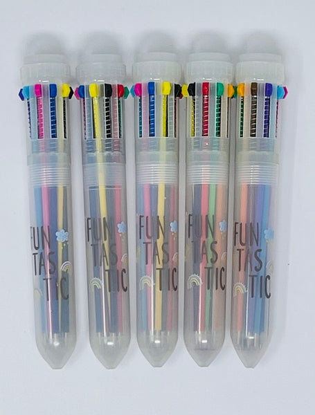 10 Colour Retractable Ballpoint Pen, FUNTASTIC – Charrans.com