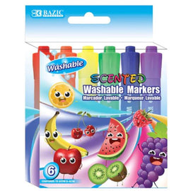 BAZIC Scented Washable Markers, 6ct